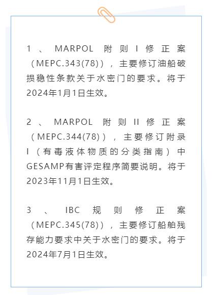 IMO海上環(huán)境保護委員會第78屆會議(MEPC 78)要點快報